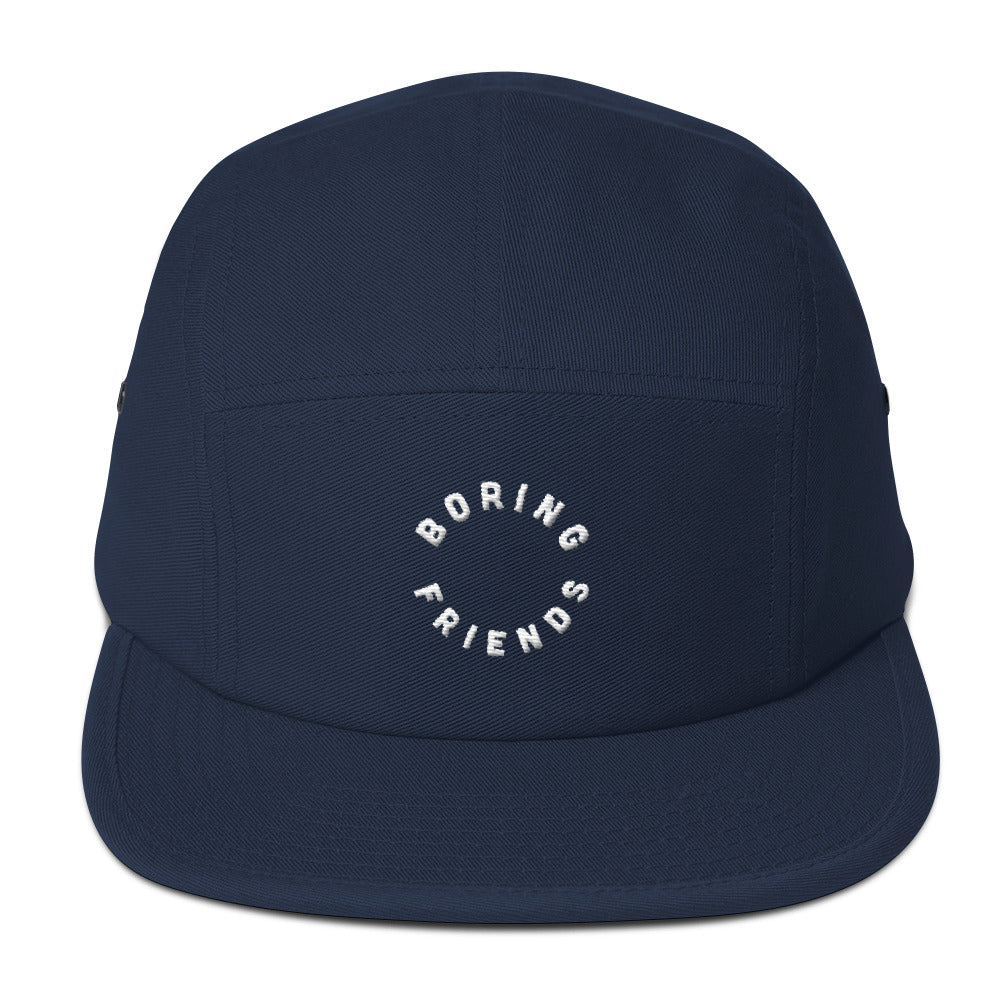 Boring friends logo on a five panel hat